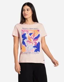 T-shirt - Vooropdruk - roze