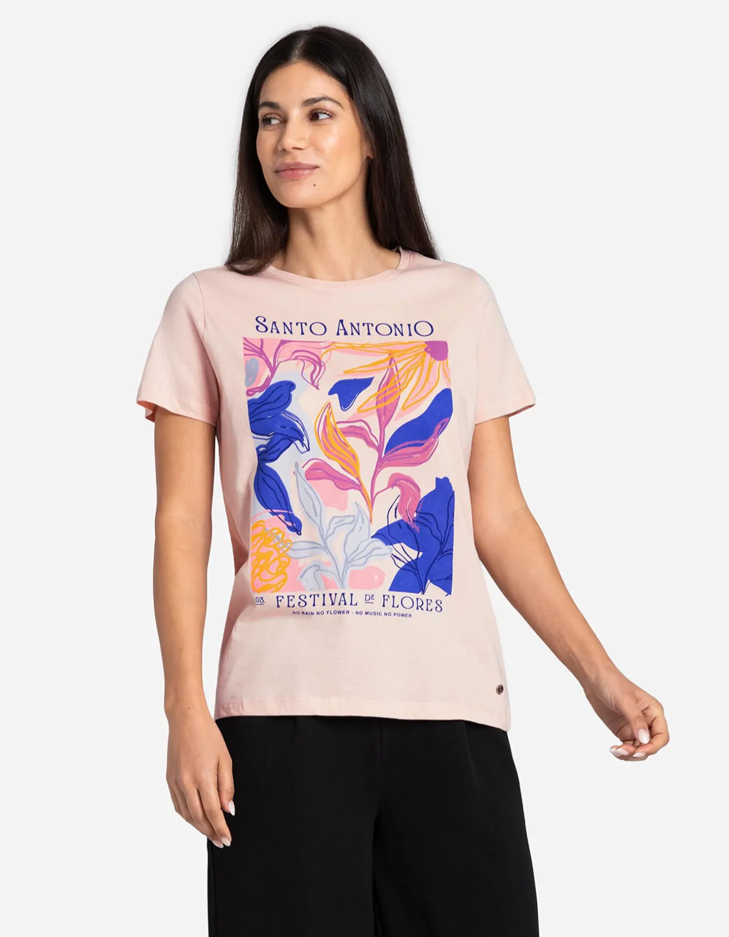 T-shirt - Vooropdruk - roze