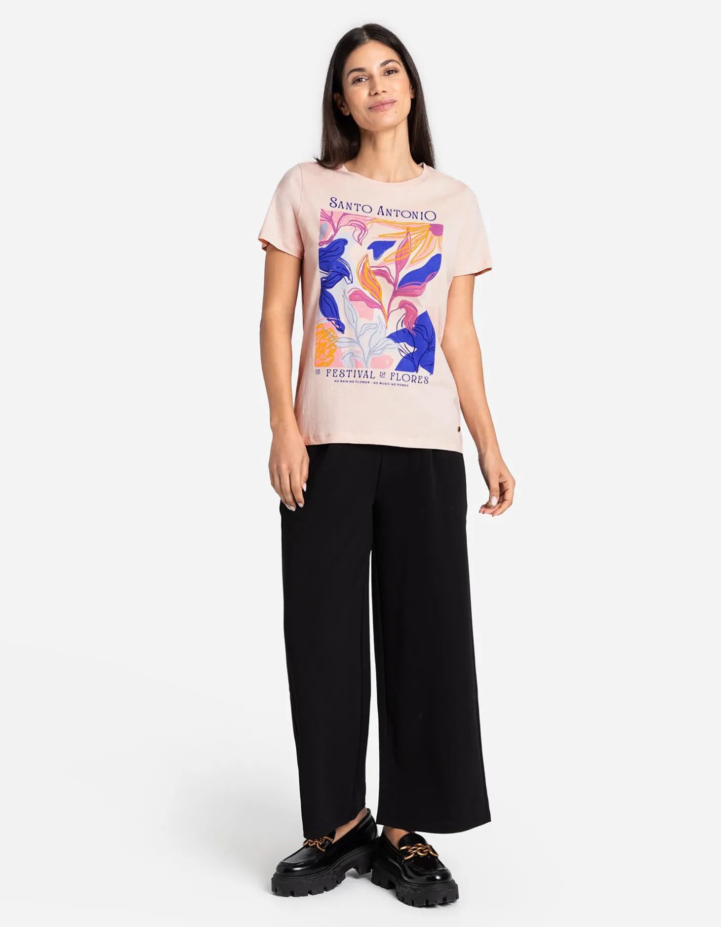 T-shirt - Vooropdruk - roze
