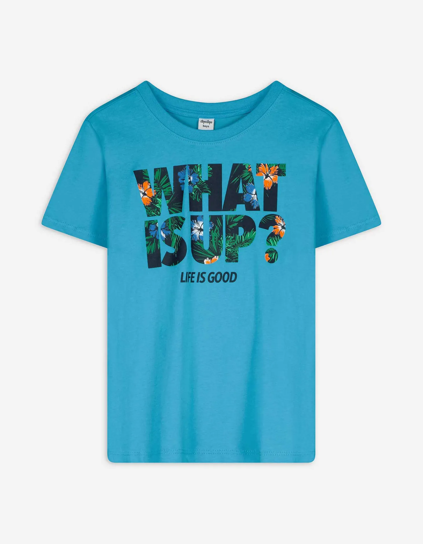 T-shirt - Vooropdruk - turkoois