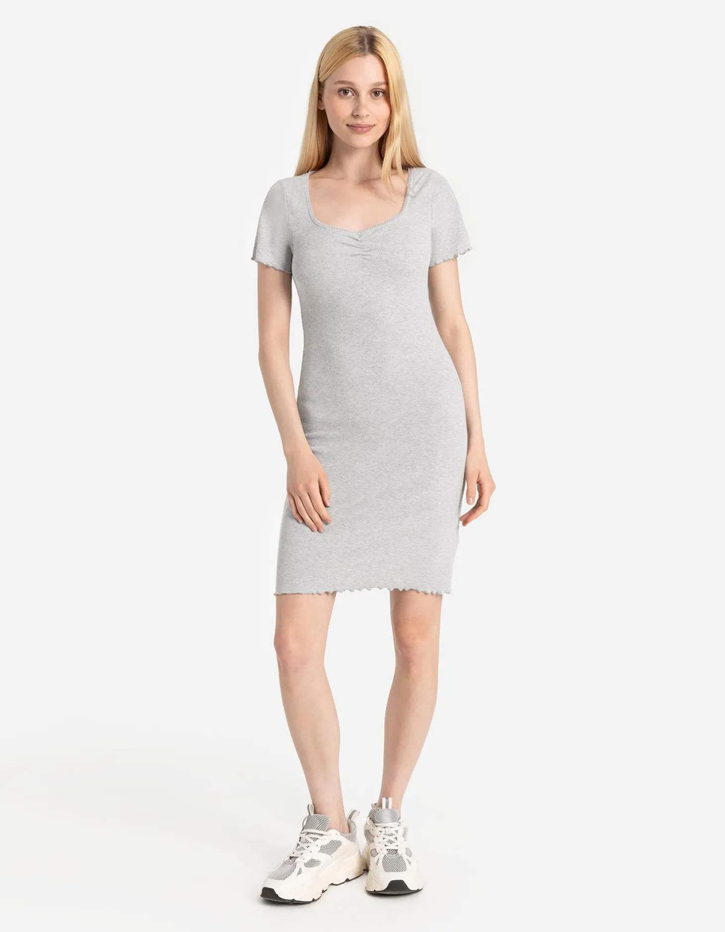T-shirt jurk - Aansluitend - grijs
