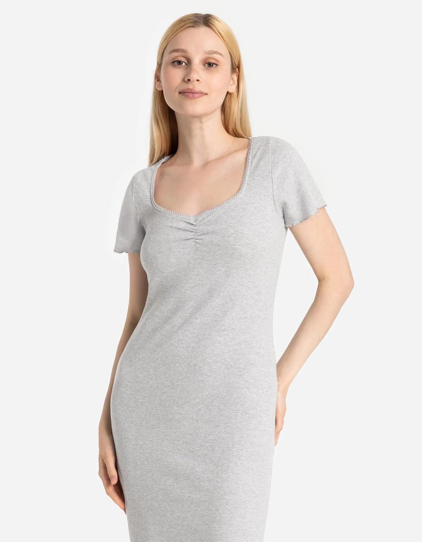 T-shirt jurk - Aansluitend - grijs